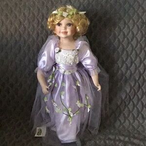 Lavender Porcelain Doll with Floral Accents - Kids Toy